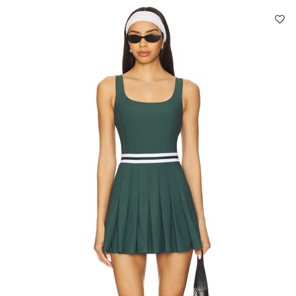 THE UPSIDE Peached Lucette Pleated Mini Tennis Dress in Eden Green Pleated Golf - Picture 1 of 3